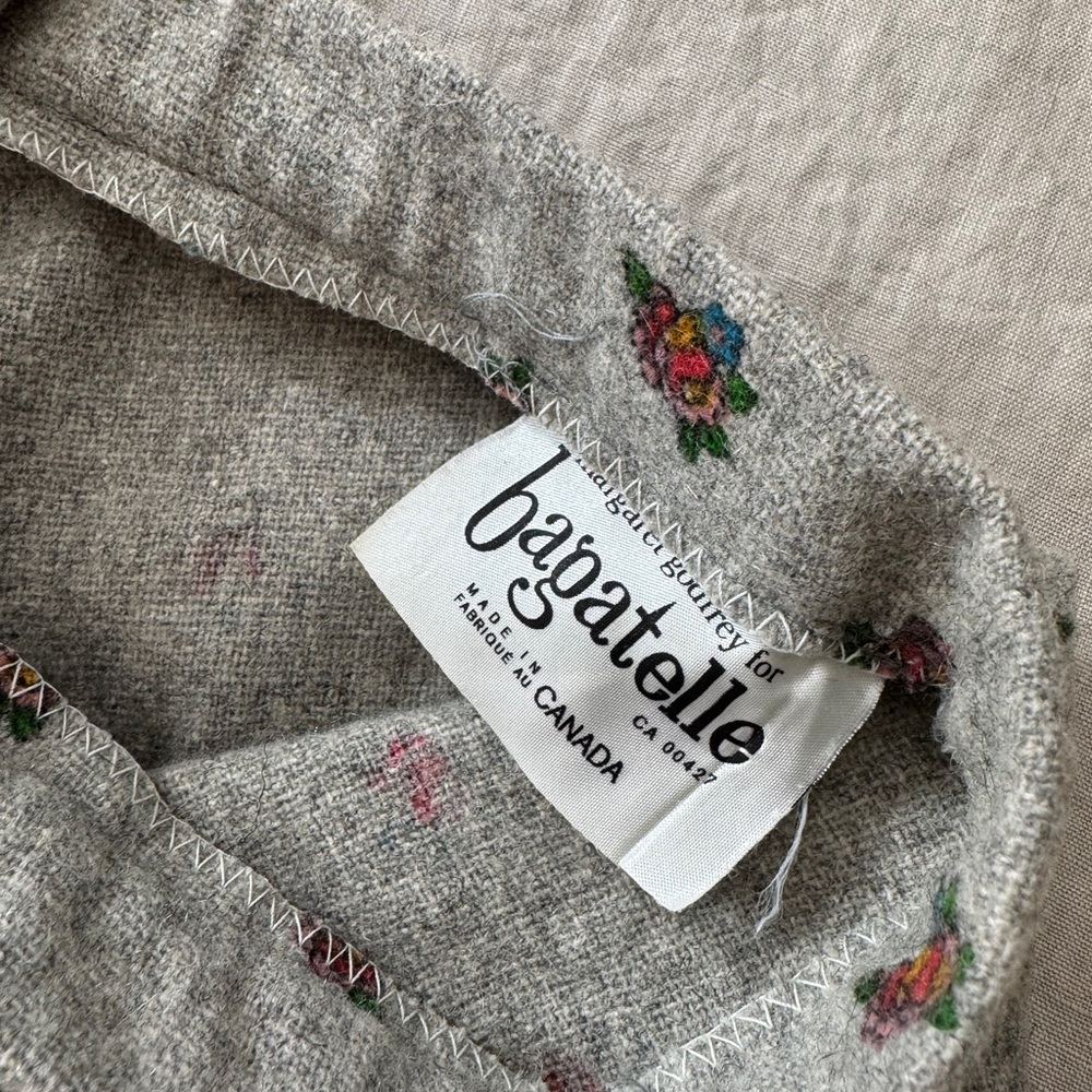 Vintage Grey Floral Midi a line Skirt union made xs s - Picture 10 of 14